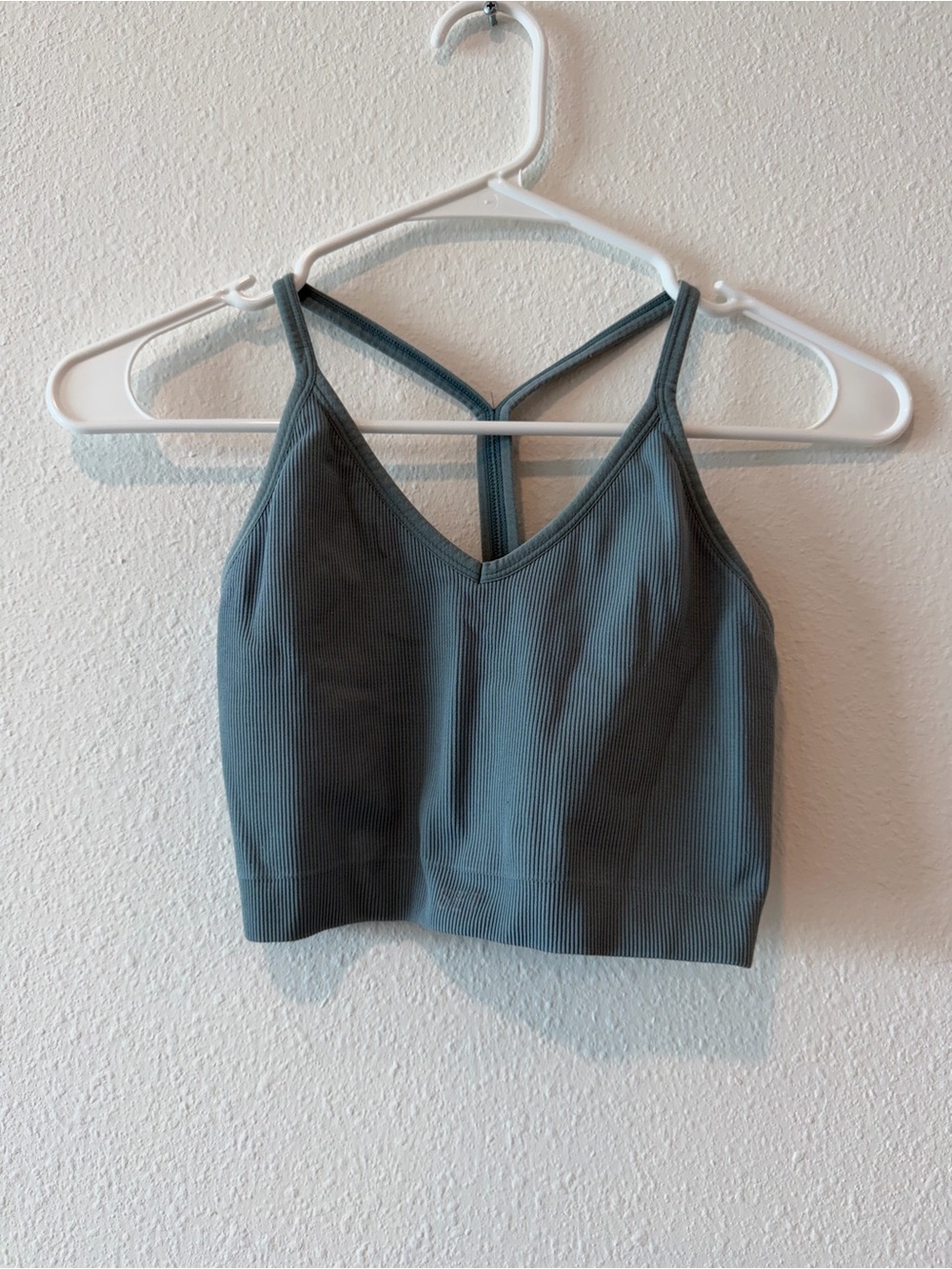 SET Active sculptflex Ribbed V-Neck Strappy Bralette - Slate Blue teal